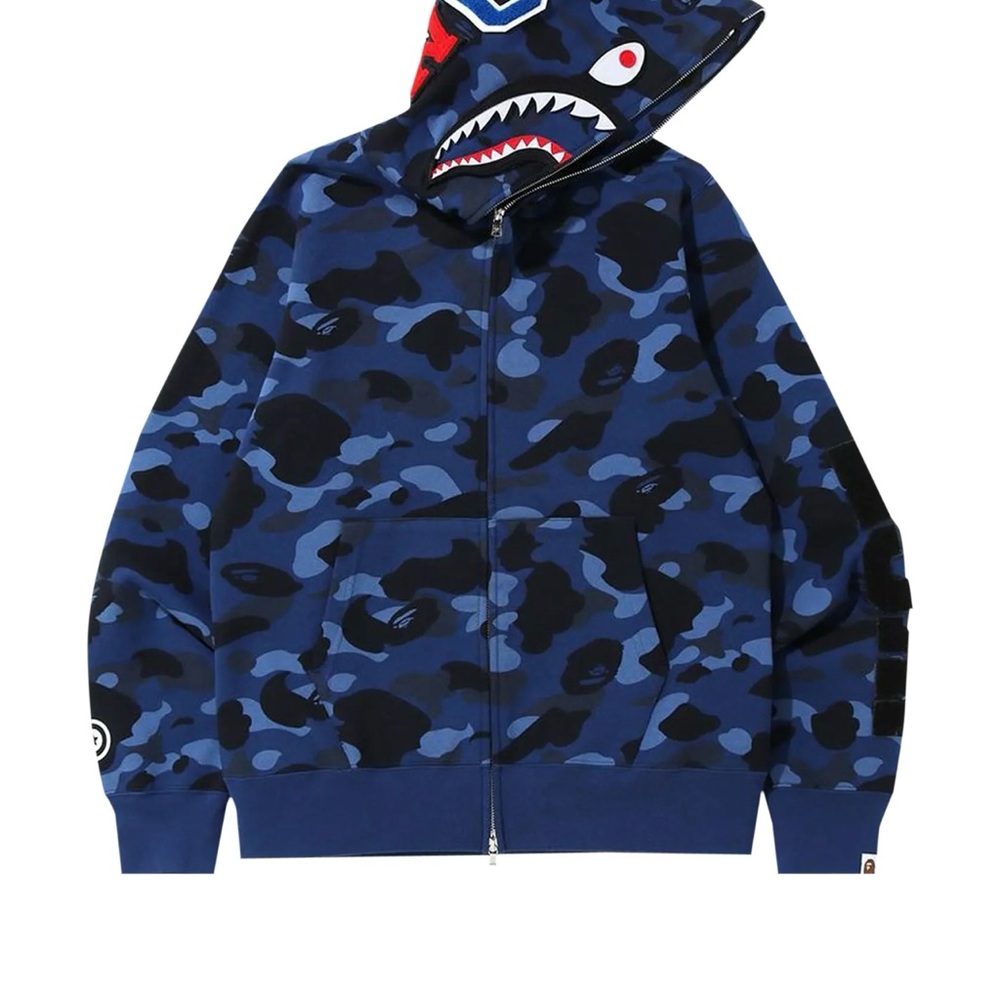 Bape Blue Camo Shark Hoodie